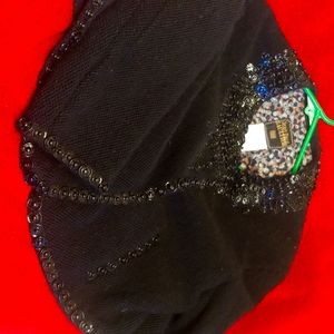 Dressy black embellished beaded bomber jacket
